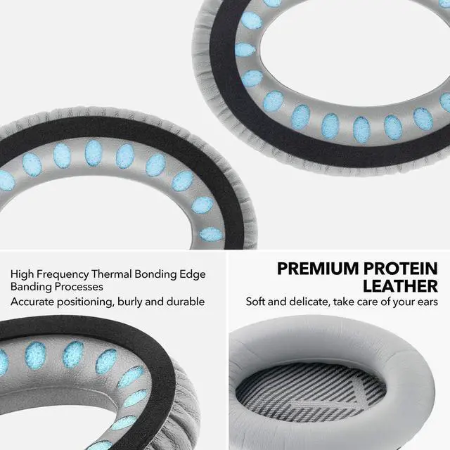 Alt view image 5 of 6 - Replacement Ear Pads for  Quiet Comfort 35 Ear Cushion Kit Compatible with  QC 35/35 II Headphones Made of Protein Leather Memory Foam (Grey)