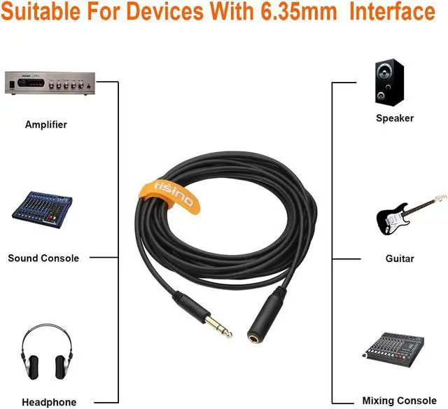 Alt view image 2 of 7 - 1/4 Extension Cable 6 ft Headphone Extension Cable Quarter inch TRS Male to Female Stereo Guitar Extension Cable Cord