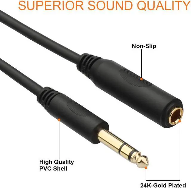 Alt view image 4 of 7 - 1/4 Extension Cable 6 ft Headphone Extension Cable Quarter inch TRS Male to Female Stereo Guitar Extension Cable Cord