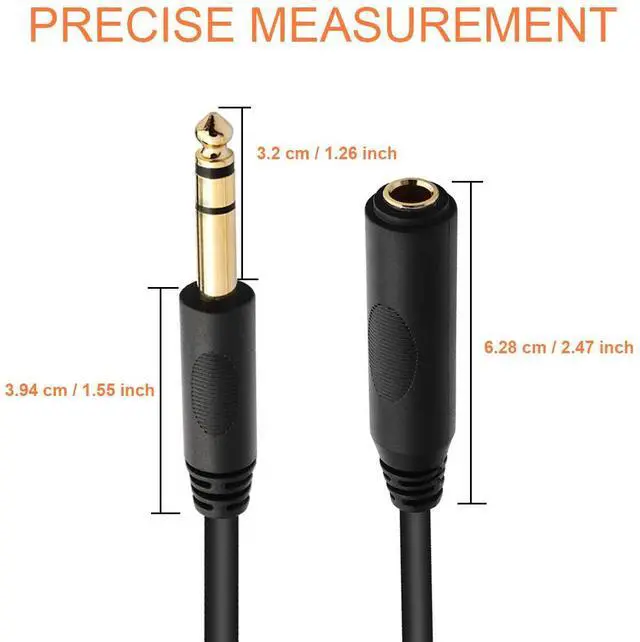 Alt view image 5 of 7 - 1/4 Extension Cable 6 ft Headphone Extension Cable Quarter inch TRS Male to Female Stereo Guitar Extension Cable Cord