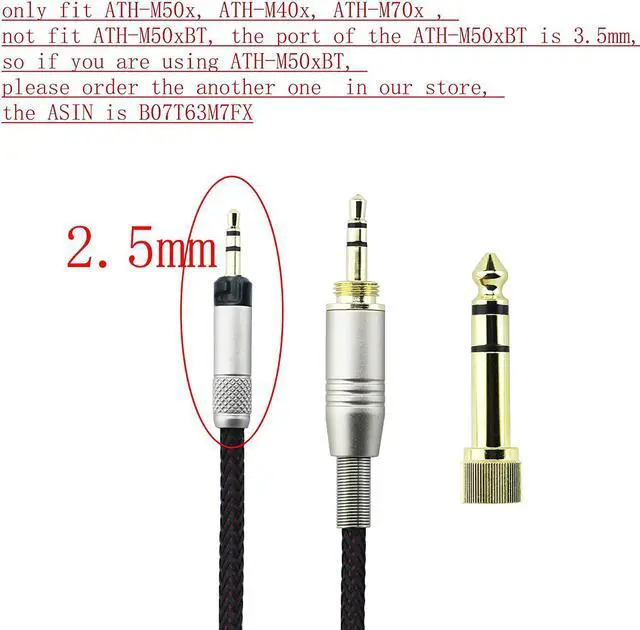 Alt view image 3 of 7 - Replacement Upgrade Cable for Audio Technica ATH-M50x ATH-M40x ATH-M70x Headphones 1.5meters/4.9ft