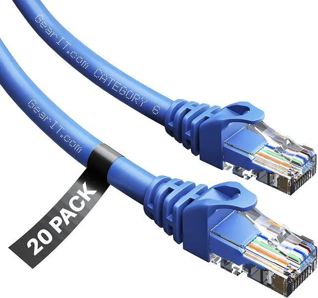 Main image of South City Mall 20-Pack Cat6 Patch Cable 2 Feet Cat 6 Ethernet Cable Snagless Flexible Soft Tab - Preimum Series - Blue