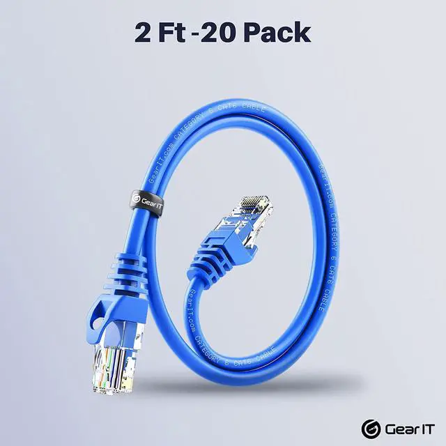 Alt view image 2 of 7 - South City Mall 20-Pack Cat6 Patch Cable 2 Feet Cat 6 Ethernet Cable Snagless Flexible Soft Tab - Preimum Series - Blue