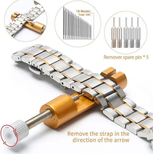 Alt view image 2 of 7 - Kingsdun Watch Repair Kit, Upgraded Version Watch Band Strap Link Pins Battery Remover Replacement Adjustment Repair Tools Kits with Carrying Case & Manual (168PCS)