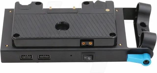 Alt view image 3 of 6 - Gold Mount Battery Plate 7 Way D-tap DC USB Output 15mm Rod Clamp Adapter Power Supply Compatible for Anton Bauer Battery (Multi Output)