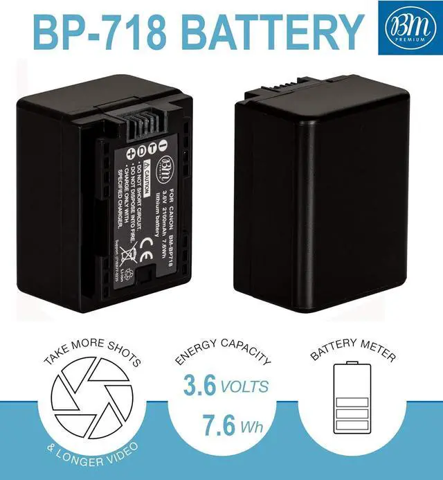 Alt view image 3 of 7 - 2 BP-718 Batteries and Dual Charger for Canon Vixia HFR80 HFR82 HFR800, HFR70, HFR72, HFR700, HFR32, HFR300, HFR40, HFR42, HFR400, HFR50, HFR52, HFR500, HFR60, HFR62, HFR600 Camcorder