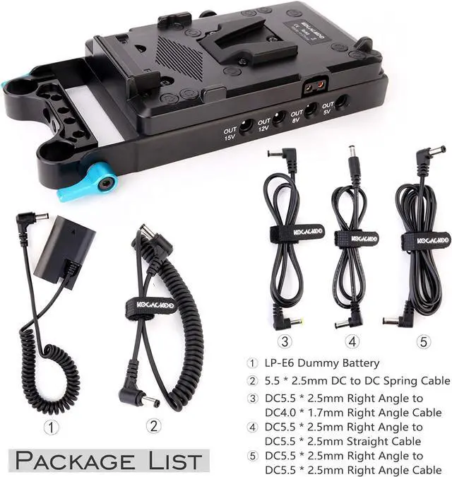 Alt view image 7 of 7 - Lock Battery Plate Power Supply Splitter Adapter with 15mm Rod Clamp + LP-E6 Dummy Battery for BMPCC 4K/6KDSLR RED CamerasCamcordersCanon 5D2/5D3/5D4/6D/6D2/7D/7D2/70D/80D/5DSR
