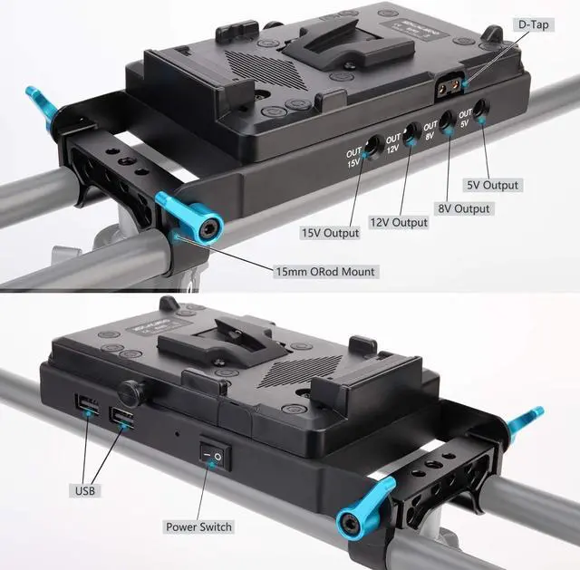 Alt view image 4 of 7 - Lock Battery Plate Power Supply Splitter Adapter with 15mm Rod Clamp + BMPCC 4K and 6K Locking DC Cable for Blackmagic Pocket Cinema Camera 4K/6K.