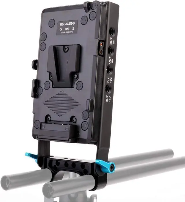 Alt view image 2 of 7 - Lock Battery Plate Power Supply Splitter Adapter with 15mm Rod Clamp + BMPCC 4K and 6K Locking DC Cable for Blackmagic Pocket Cinema Camera 4K/6K.