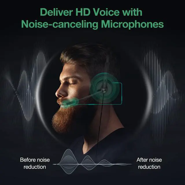 Alt view image 3 of 7 - Headset with Microphone 3.5mm Headphone with Mic for PC Computer Laptop Phones Teams Certified Work Office Headset