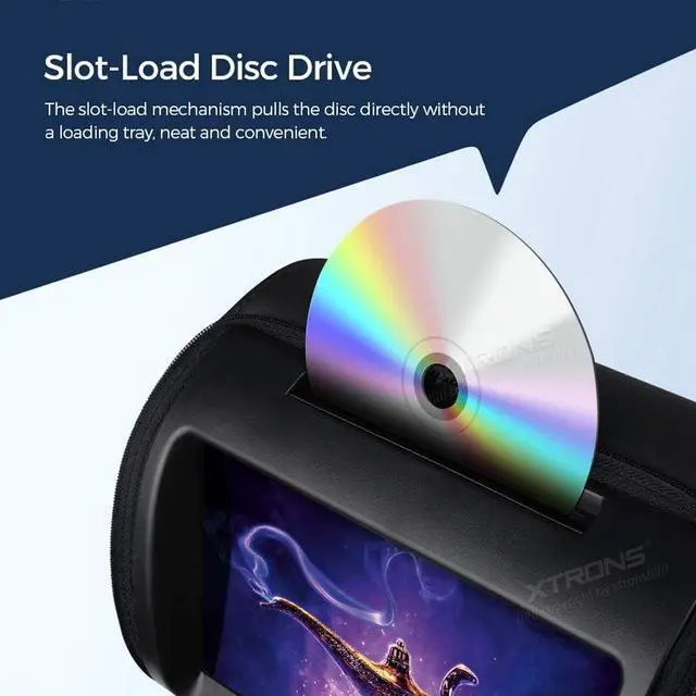 Alt view image 3 of 7 - Pair Car Headrest DVD Player, 9 Inch Screen Dual Vehicle Headrest Monitor Supports Slot-Load DVD Audios Videos, Games Disc, HDMI Input, USB, SD, IR with New Version Black IR Headphones