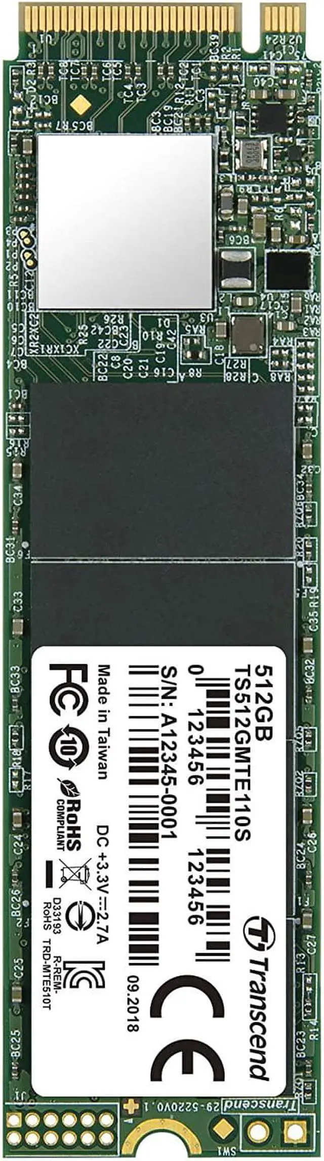 Alt view image 8 of 20 - Transcend 110S 512GB M.2 2280 PCIe GEN3X4 3D TLC Double-sided Internal Solid State Disk TS512GMTE110S