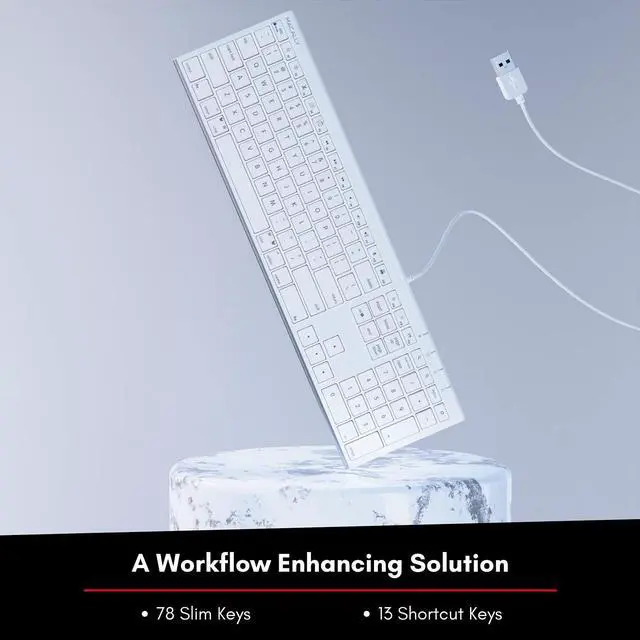 Alt view image 2 of 7 - Slim USB Wired Keyboard for Mac & PC - Simple Sophisticated and Effective - Apple USB Keyboard with 110 Thin Scissor Switch Keys 20 iOS Shortcuts and Numeric Keypad - White