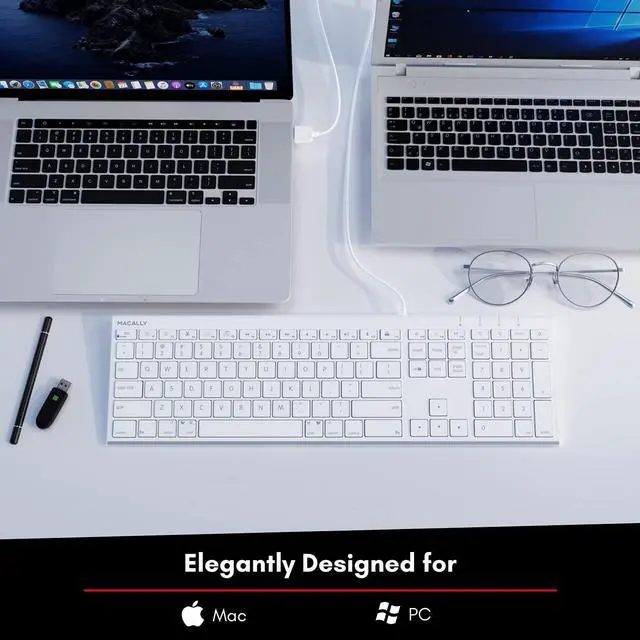 Alt view image 3 of 7 - Slim USB Wired Keyboard for Mac & PC - Simple Sophisticated and Effective - Apple USB Keyboard with 110 Thin Scissor Switch Keys 20 iOS Shortcuts and Numeric Keypad - White