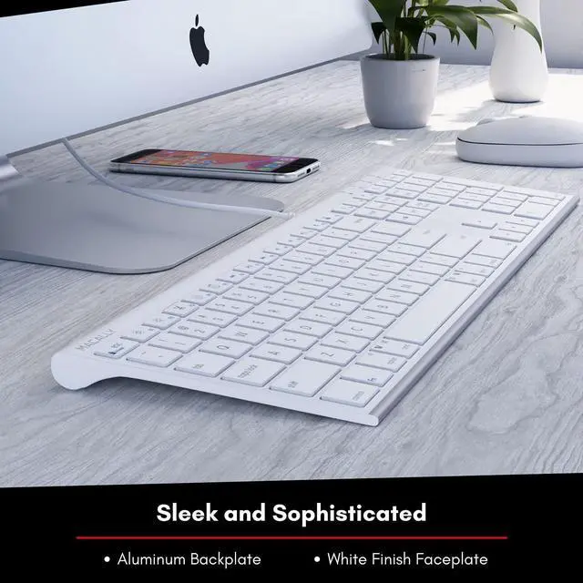 Alt view image 5 of 7 - Slim USB Wired Keyboard for Mac & PC - Simple Sophisticated and Effective - Apple USB Keyboard with 110 Thin Scissor Switch Keys 20 iOS Shortcuts and Numeric Keypad - White