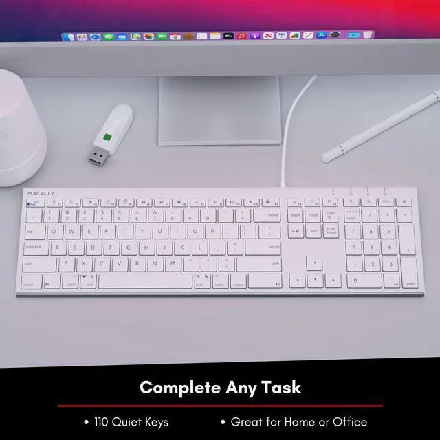 Alt view image 6 of 7 - Slim USB Wired Keyboard for Mac & PC - Simple Sophisticated and Effective - Apple USB Keyboard with 110 Thin Scissor Switch Keys 20 iOS Shortcuts and Numeric Keypad - White