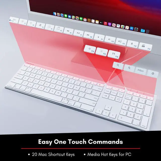Alt view image 7 of 7 - Slim USB Wired Keyboard for Mac & PC - Simple Sophisticated and Effective - Apple USB Keyboard with 110 Thin Scissor Switch Keys 20 iOS Shortcuts and Numeric Keypad - White
