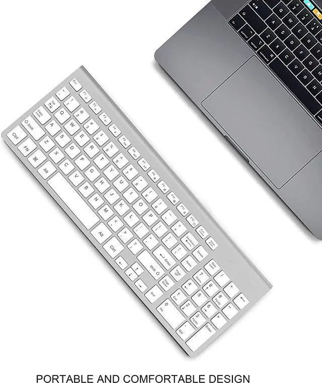 Alt view image 5 of 7 - J JOYACCESS Wireless Keyboard, 2.4G Slim and Compact Wireless Keyboard with Numeric Keypad for Laptop, MacBook air, Apple, Computer, PC-Sliver&White