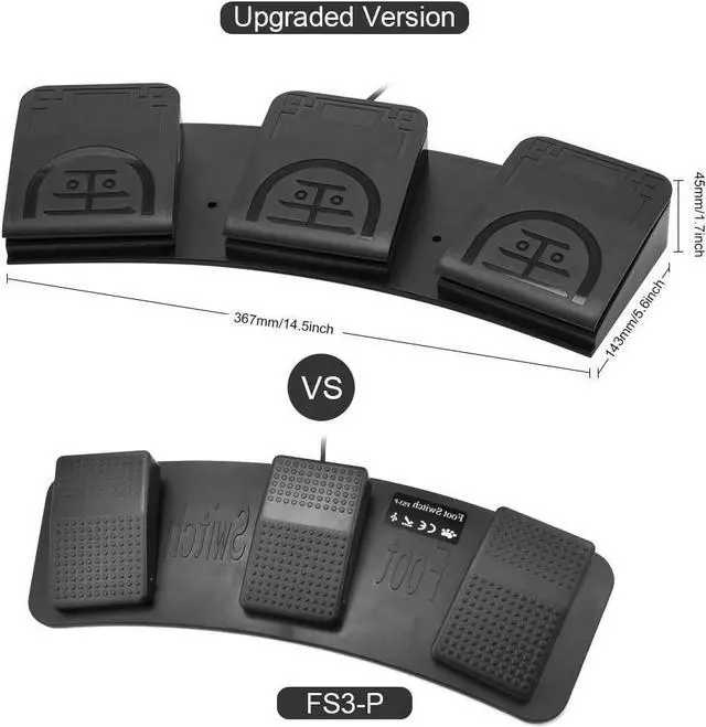 Alt view image 7 of 7 - iKKEGOL Upgraded USB Triple Foot Pedal Optical Switch Control 3 Key Button Program Computer Keyboard Mouse Game Action HID