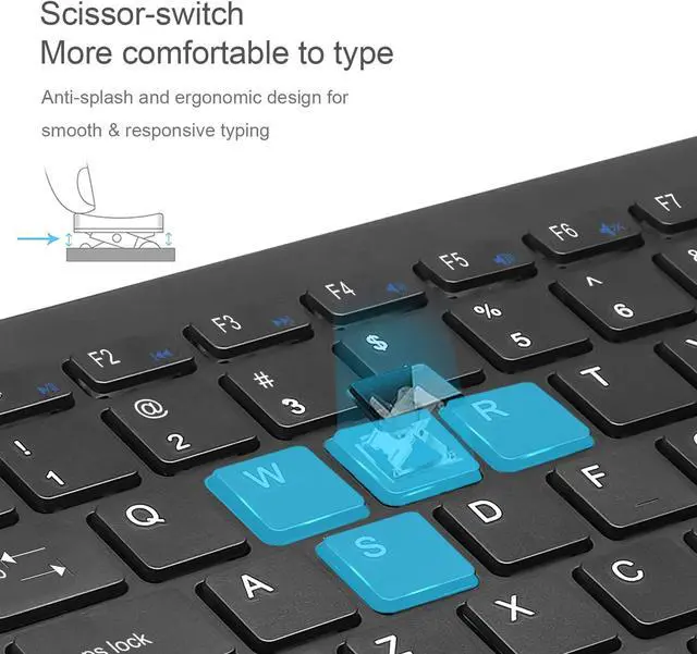 Alt view image 4 of 7 - Wireless Keyboard, Good Product Outlet 2.4GHz Ultra Slim Portable Compact Size Quite Small Keyboards for PC, Desktop, Smart TV, Notebook, Laptop, Windows 7/8 /10, Max iOS