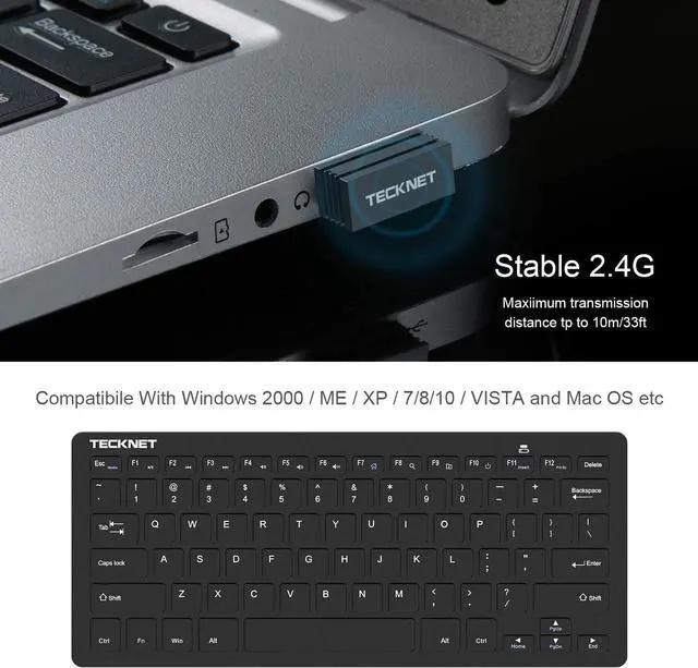 Alt view image 2 of 7 - Wireless Keyboard, Good Product Outlet 2.4GHz Ultra Slim Portable Compact Size Quite Small Keyboards for PC, Desktop, Smart TV, Notebook, Laptop, Windows 7/8 /10, Max iOS