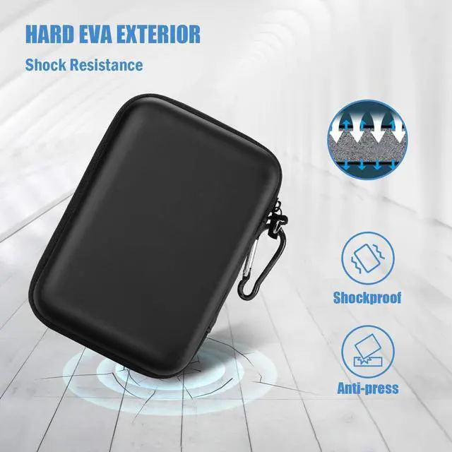 Alt view image 7 of 7 - Hard Drive Case 2.5 Inch for Elements WD My Passport Canvio Basics  Backup Plus Slim Expansion 1TB 2TB 3TB 4TB Portable External Hard Drive Carrying Case -Black
