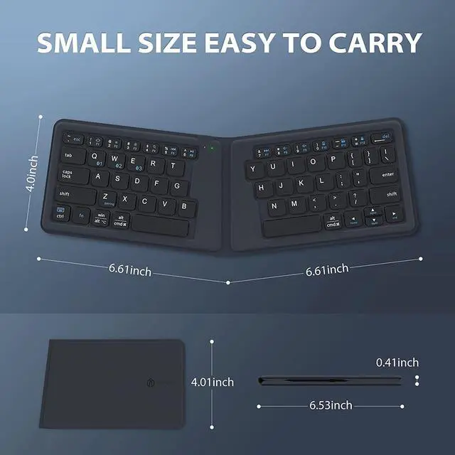 Alt view image 5 of 7 - Portable Keyboard, iClever BK06 Foldable Bluetooth Keyboard, Multi-Device Wireless Folding Keyboard, Ultra Slim Ergonomic Design with Stand Holder for iPhone, iPad, Smartphone, Tablet, Laptop