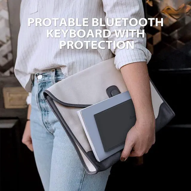 Alt view image 7 of 7 - Portable Keyboard, iClever BK06 Foldable Bluetooth Keyboard, Multi-Device Wireless Folding Keyboard, Ultra Slim Ergonomic Design with Stand Holder for iPhone, iPad, Smartphone, Tablet, Laptop