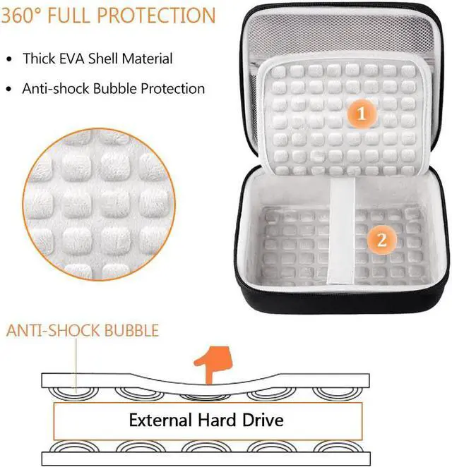 Alt view image 3 of 7 - Hard Drive Case for WD Elements My Book  Expansion Desktop External Hard Drive HDD 6TB 8TB 10TB 12TB 14TB 16TB 18TB 3.5 Inch Portable Desktop HDD Carrying Case Black