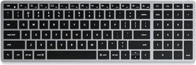 Main image of Satechi Slim X2 Bluetooth Backlit Keyboard with Numeric Keypad  Illuminated Keys & Multi-Device Sync  for M2/ M1 MacBook Pro/Air, M2/ M1 iPad Pro/Air, M2 Mac Mini, iMac M1 (Space Grey)