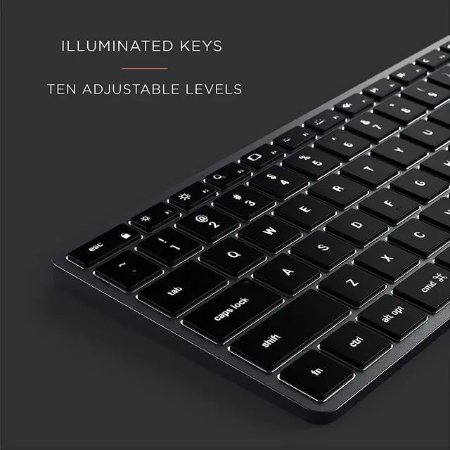 Alt view image 4 of 6 - Satechi Slim X2 Bluetooth Backlit Keyboard with Numeric Keypad  Illuminated Keys & Multi-Device Sync  for M2/ M1 MacBook Pro/Air, M2/ M1 iPad Pro/Air, M2 Mac Mini, iMac M1 (Space Grey)