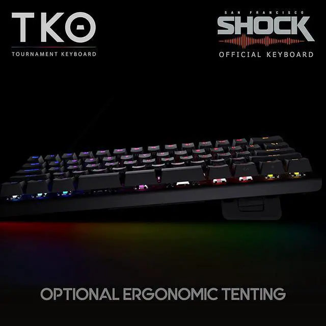 Alt view image 4 of 7 - KINESIS Gaming TKO Mechanical Keyboard | Clicky White Switches | 60% Layout | Split Spacebar | Hotswap | PBT Keycaps | Aluminum Body | SF Shock Limited Edition Travel Case