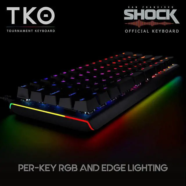Alt view image 3 of 7 - KINESIS Gaming TKO Mechanical Keyboard | Clicky White Switches | 60% Layout | Split Spacebar | Hotswap | PBT Keycaps | Aluminum Body | SF Shock Limited Edition Travel Case