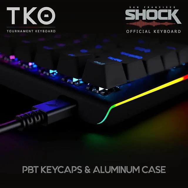 Alt view image 5 of 7 - KINESIS Gaming TKO Mechanical Keyboard | Clicky White Switches | 60% Layout | Split Spacebar | Hotswap | PBT Keycaps | Aluminum Body | SF Shock Limited Edition Travel Case