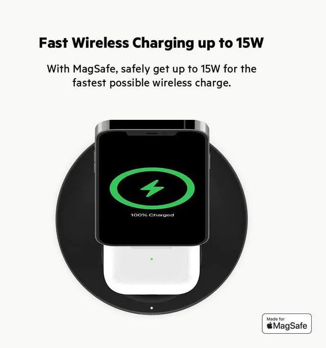 Alt view image 13 of 20 - Belkin 2-in-1 Wireless Charger Stand with MagSafe 15W WIZ010TTBK