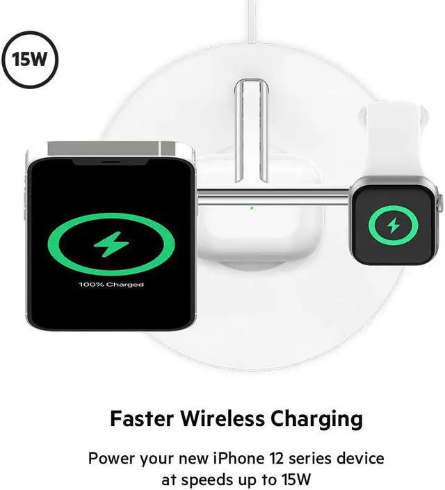 Alt view image 6 of 19 - Belkin BOOST CHARGE Pro 3-in-1 Wireless Charger With MagSafe WIZ009TTWH