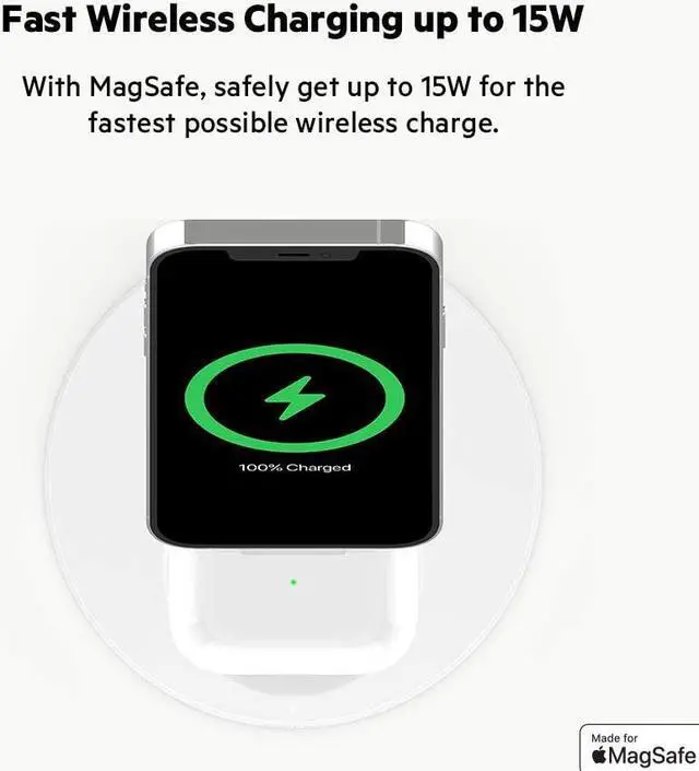 Alt view image 5 of 6 - MagSafe 2-in-1 Wireless Charging Stand for  iPhone 16 iPhone 15 iPhone 14 & iPhone 13 Series & AirPods - MagSafe Fast Charging Station for Multiple Devices - White