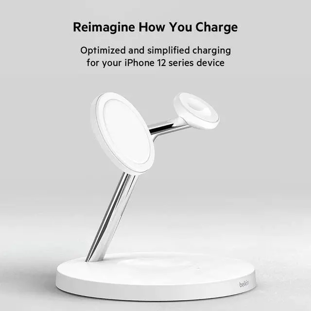 Alt view image 5 of 19 - Belkin BOOST CHARGE Pro 3-in-1 Wireless Charger With MagSafe WIZ009TTWH