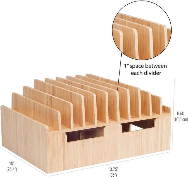 Alt view image 2 of 5 - MobileVision Bamboo 10-Port Charging Station & Docking Organizer for Smartphones & Tablets, Family-Sized, for use in Corporate Offices & Classrooms