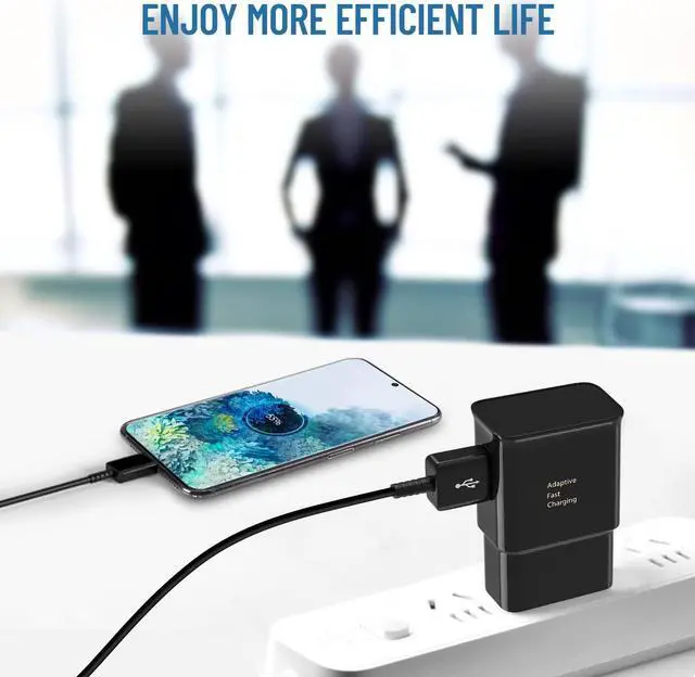 Alt view image 6 of 7 - Type C Charger Fast Charging 2 Pack USB C Android Phone Wall Charger Block & 8ft Charge Cable Cord for Samsung Galaxy S8/S9/S10/S20/S21/S21 Ultra/S22/S22 Plus/S22 Ultra/Note 8/9/10/20 (Black&White)