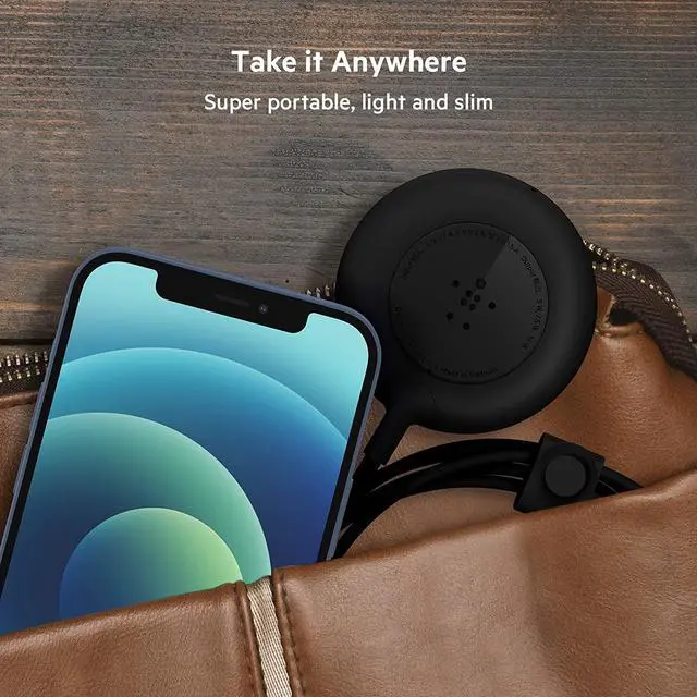 Alt view image 5 of 6 - 7.5W Magnetic Portable Wireless Charger Pad - 6.6ft/2M Long Cable - MagSafe Compatible Charger - iPhone Charger Compatible w/ iPhone 15 iPhone 14 iPhone 13 - Power Supply Included - Black