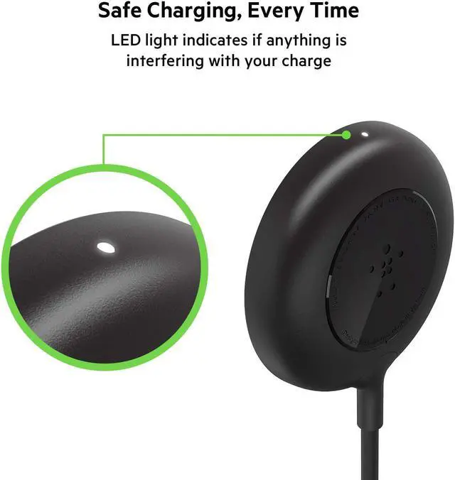 Alt view image 6 of 6 - 7.5W Magnetic Portable Wireless Charger Pad - 6.6ft/2M Long Cable - MagSafe Compatible Charger - iPhone Charger Compatible w/ iPhone 15 iPhone 14 iPhone 13 - Power Supply Included - Black