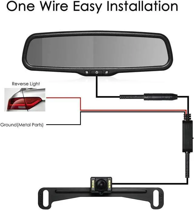 Alt view image 6 of 7 - Rear View Mirror Camera with 4.3 Monitor: Super Night Vision OEM Rearview Mirror Backup Camera with IP 68 Waterproof Back Up Camera for Car, Rearview Mirror for Parking & Driving Safety AUTO-VOX T2