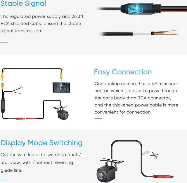 Alt view image 4 of 7 - HD Backup Camera,Metal Housing 170 Degree Wide View Angle License Plate Rear View Camera for Car,Clear Night Vision IP69 Waterproof Rearview Universal Reverse Cam Kit for Vehicle SUV RV Pickup