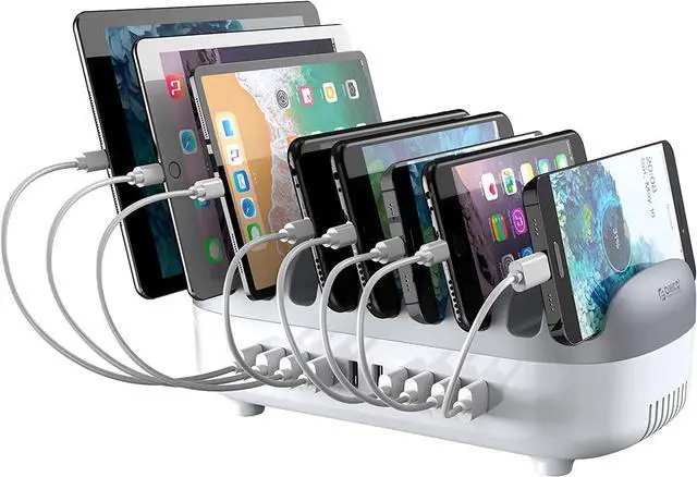 Main image of 120W Charging Station for Multiple Devices - 10 USB Smart Ports - Auto Temperature Control System - Charger Organizer Docking Station for Cell Phones, Tablets and Others (Cables not Included)