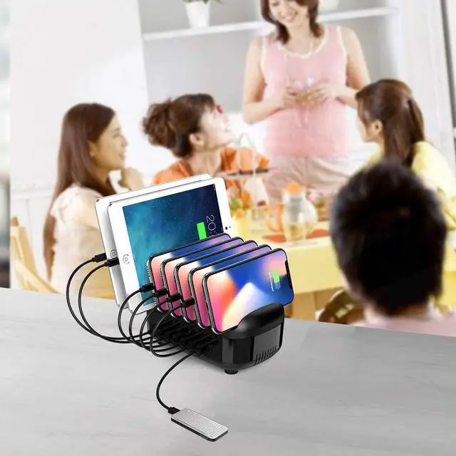 Alt view image 7 of 7 - 7-Port USB Charging Station for Multiple Device USB Charging Dock Station Organizer for Phones, Smart Phones, Tablets and More(Cables not Included)