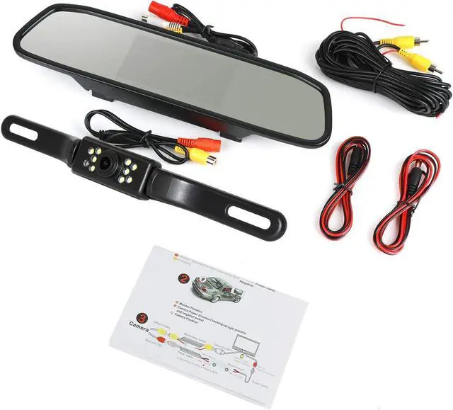 Alt view image 7 of 7 - Backup Camera and Monitor Kit, 4.3" Car Vehicle Rearview Mirror Monitor for Car Reverse Camera Waterproof Car Rear View Camera with 9 LED Night Vision (4.3" Backup Camera)