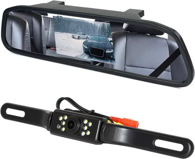 Main image of Backup Camera and Monitor Kit, 4.3" Car Vehicle Rearview Mirror Monitor for Car Reverse Camera Waterproof Car Rear View Camera with 9 LED Night Vision (4.3" Backup Camera)