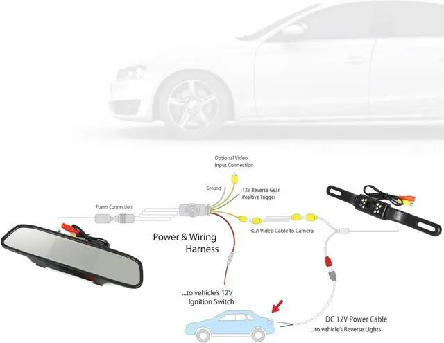 Alt view image 3 of 7 - Backup Camera and Monitor Kit, 4.3" Car Vehicle Rearview Mirror Monitor for Car Reverse Camera Waterproof Car Rear View Camera with 9 LED Night Vision (4.3" Backup Camera)