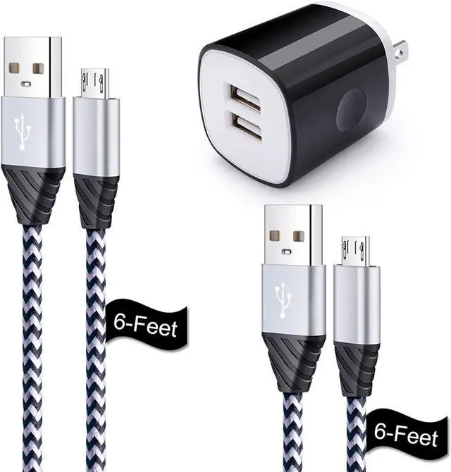 Main image of Micro USB Cable, Charging Block, 6FT Fast Charger Android Phone Cords with 2.1A Dual Wall Charger Compatible for LG stylo 2/3 LG G3 G4 K30 K20 Plus K7 K8, Kindle Fire 7 HD 8 10 Tablet